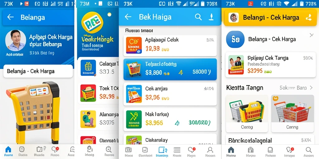 Tampilan antarmuka aplikasi Cek Harga 73K yang user-friendly.