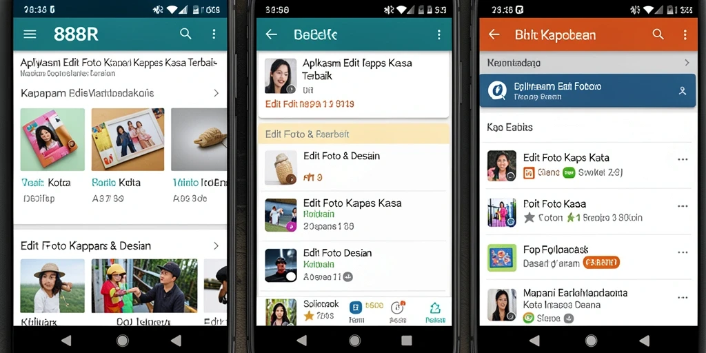 Antarmuka aplikasi 888R dengan berbagai fitur edit foto kertas kaca.