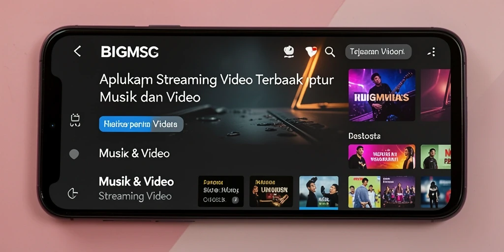 Tampilan antarmuka aplikasi BIGMSG untuk Streaming Video yang user-friendly.