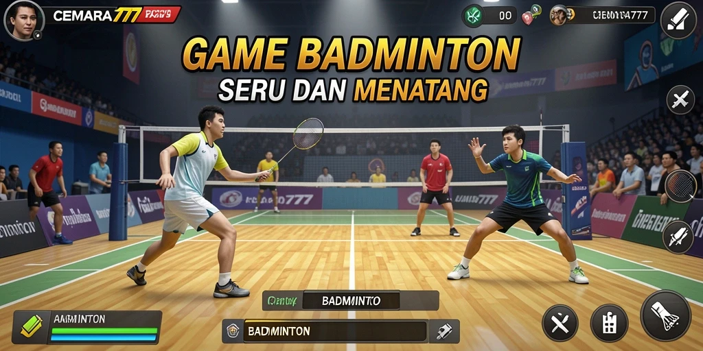 Screenshot CEMARA777 menampilkan pemain badminton yang sedang beraksi di lapangan.