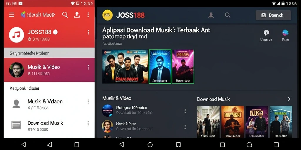 Antarmuka aplikasi JOSS188 yang user-friendly untuk Download Musik.