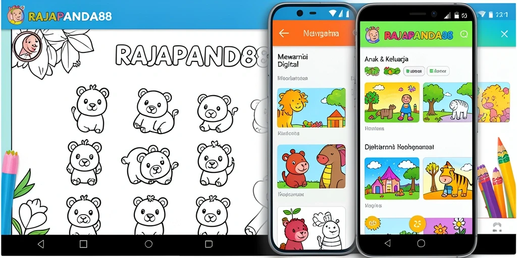 Tampilan aplikasi RAJAPANDA88 dengan beragam pilihan gambar mewarnai.