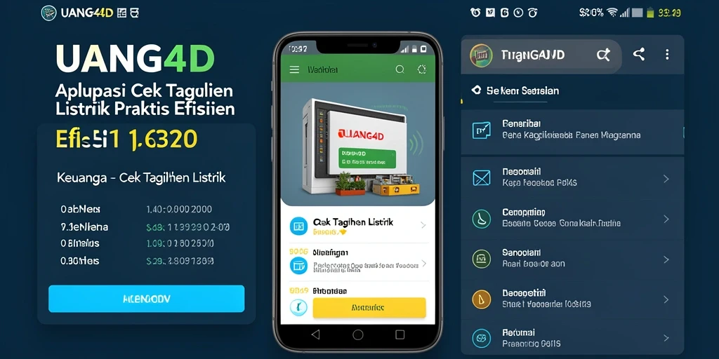 Screenshot UANG4D menampilkan antarmuka cek tagihan listrik yang interaktif.